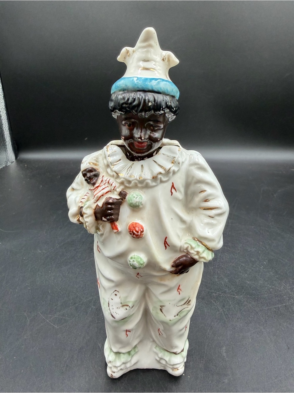 *RARE* 1920’s Antique Porcelain African American Clown Nodder/Bobblehead
